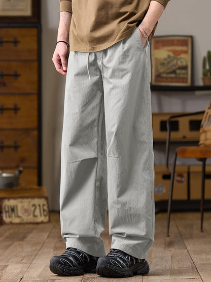 Men’s Relaxed Fit Wide Leg Cotton‑Nylon Casual Pants