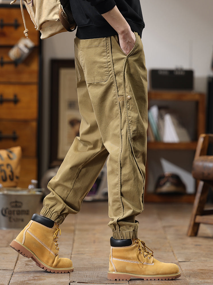 Pantaloni cargo da uomo casual con coulisse in vita