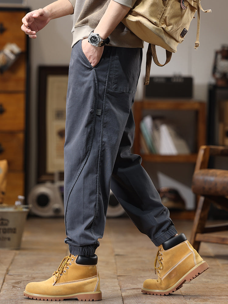 Pantaloni cargo da uomo casual con coulisse in vita