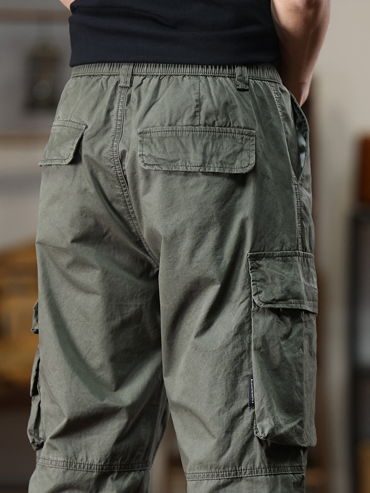 Men's Multi‑Pocket Elastic Waist Casual Cargo Pants