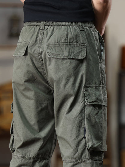 Men's Multi‑Pocket Elastic Waist Casual Cargo Pants