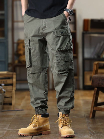 Men's Multi‑Pocket Elastic Waist Casual Cargo Pants