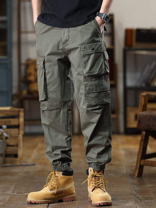 Men's Multi‑Pocket Elastic Waist Casual Cargo Pants