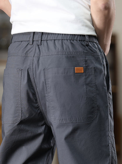 Men's Patch‑Label Elastic Cuff Tapered Cargo Pants
