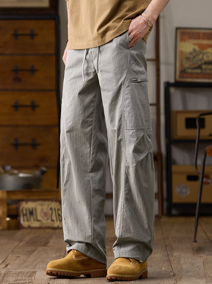 Men’s Multi‑Zipper Pocket Wide‑Leg Cargo Pants