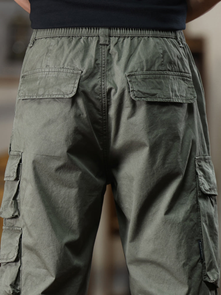 Men's Multi‑Pocket Elastic Waist Casual Cargo Pants