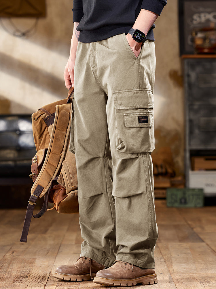 Men's Vintage-Inspired Multi‑Pocket Straight Leg Cargo Pants