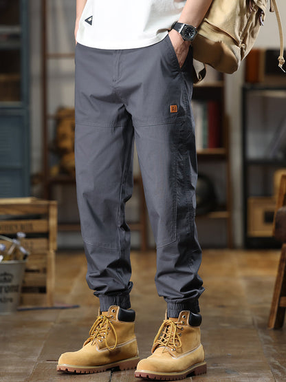 Men's Patch‑Label Elastic Cuff Tapered Cargo Pants