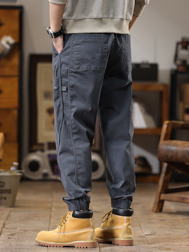 Pantaloni cargo da uomo casual con coulisse in vita