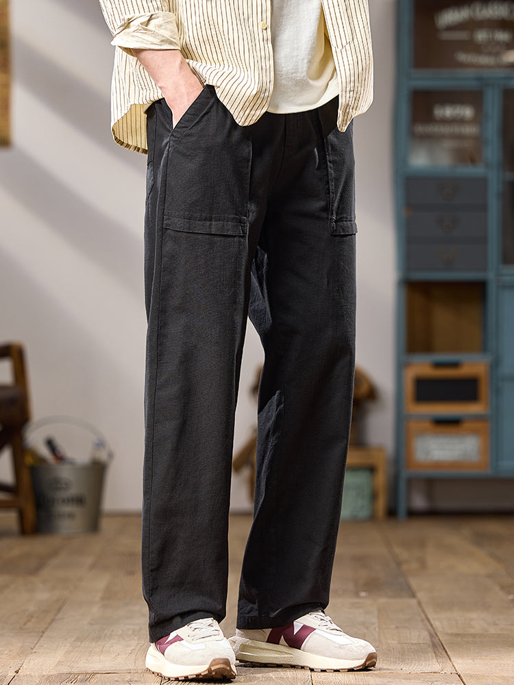 Pantalones cargo casuales de algodón de pierna ancha para hombre