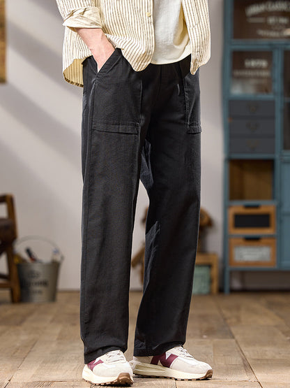 Pantalones cargo casuales de algodón de pierna ancha para hombre