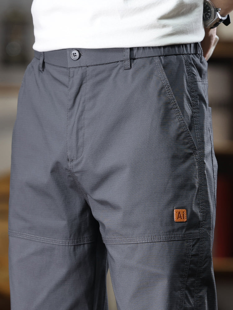 Men's Patch‑Label Elastic Cuff Tapered Cargo Pants