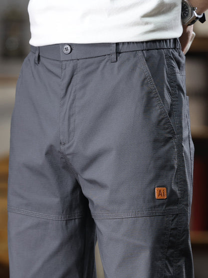 Men's Patch‑Label Elastic Cuff Tapered Cargo Pants