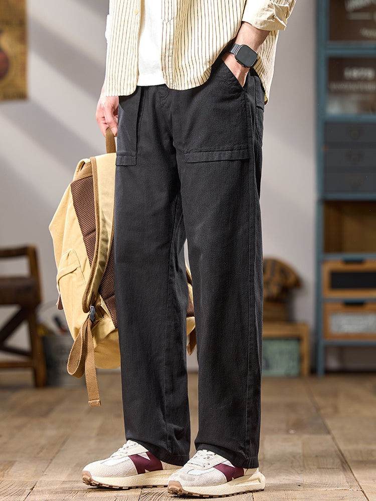 Pantalones cargo casuales de algodón de pierna ancha para hombre