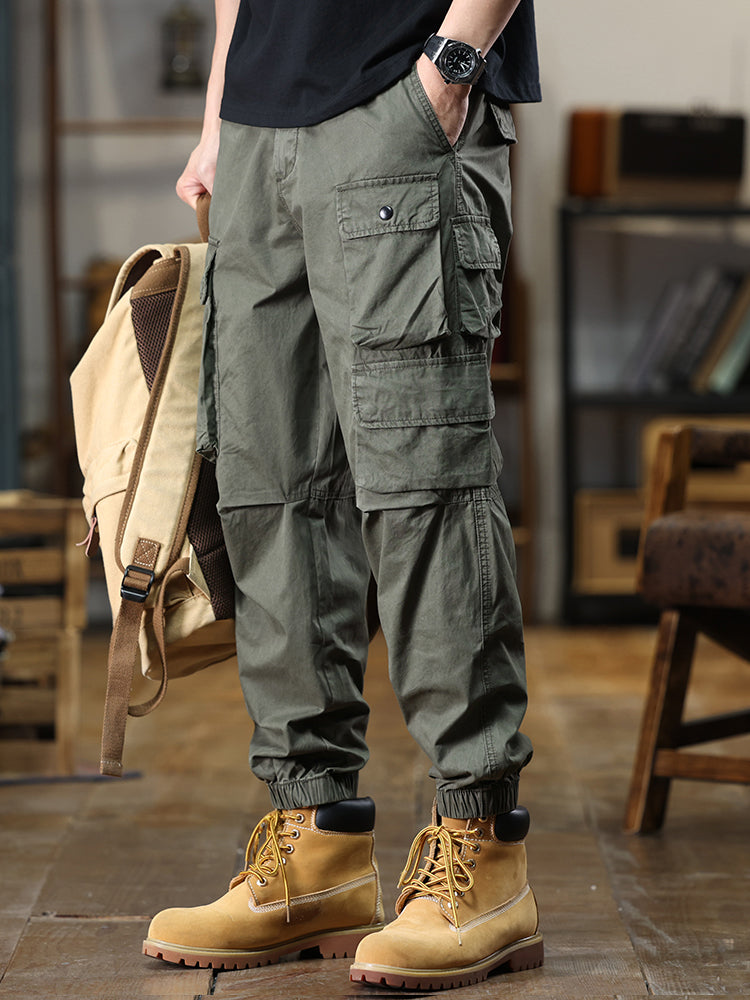Men's Multi‑Pocket Elastic Waist Casual Cargo Pants