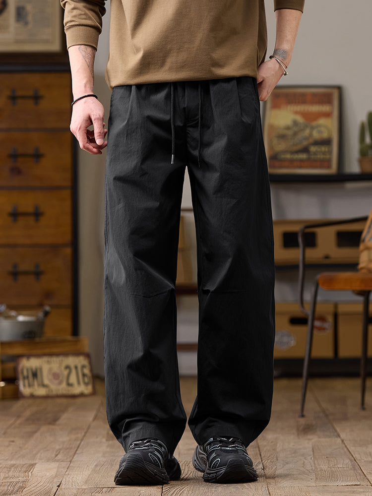 Men’s Relaxed Fit Wide Leg Cotton‑Nylon Casual Pants