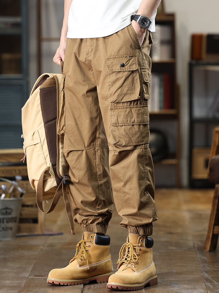 Men's Multi‑Pocket Elastic Waist Casual Cargo Pants
