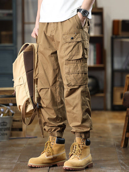 Men's Multi‑Pocket Elastic Waist Casual Cargo Pants