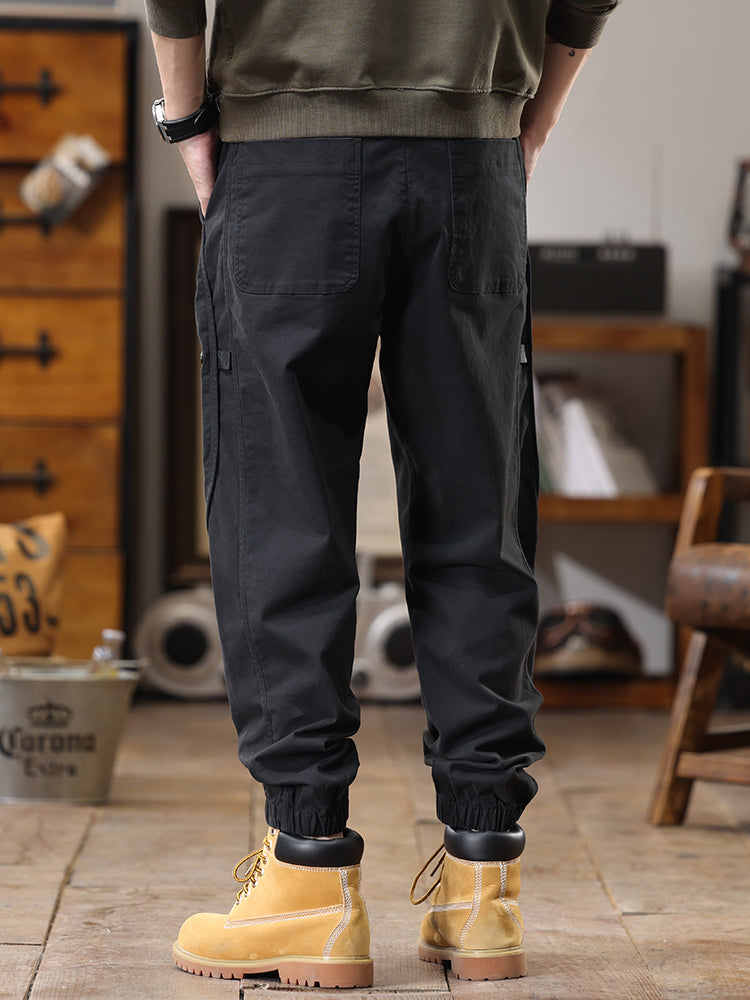 Pantaloni cargo da uomo casual con coulisse in vita
