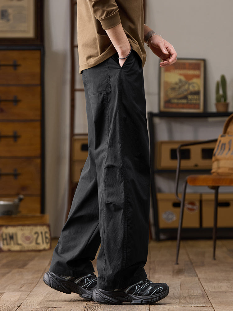 Men’s Relaxed Fit Wide Leg Cotton‑Nylon Casual Pants