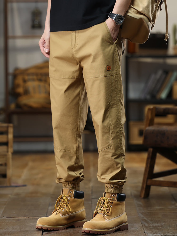 Men's Patch‑Label Elastic Cuff Tapered Cargo Pants