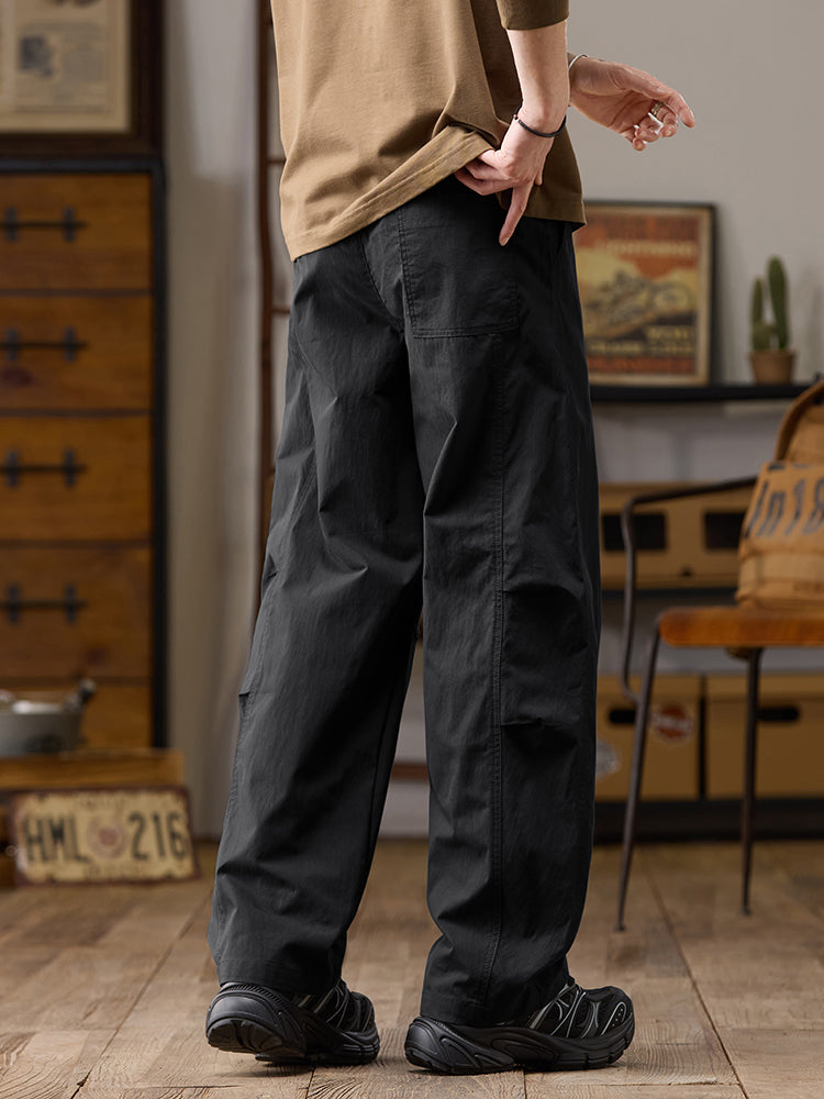 Men’s Relaxed Fit Wide Leg Cotton‑Nylon Casual Pants
