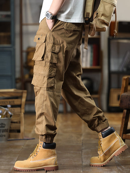 Men's Multi‑Pocket Elastic Waist Casual Cargo Pants