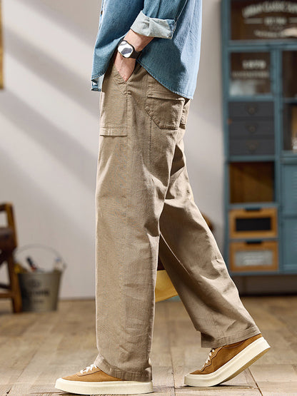 Pantalones cargo casuales de algodón de pierna ancha para hombre