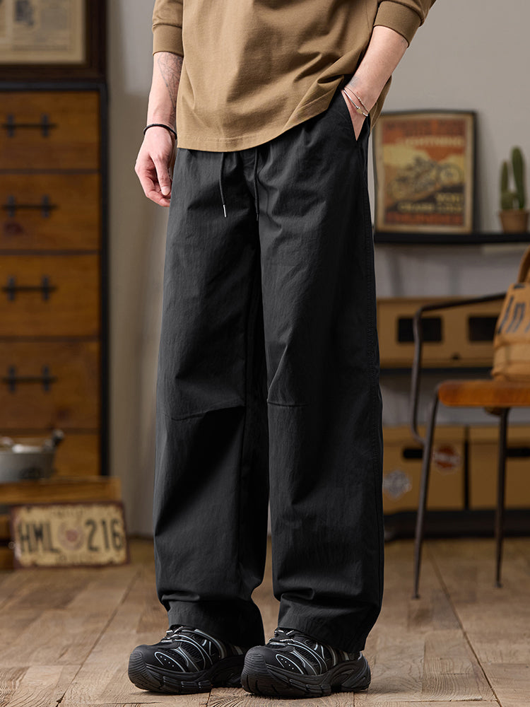 Men’s Relaxed Fit Wide Leg Cotton‑Nylon Casual Pants