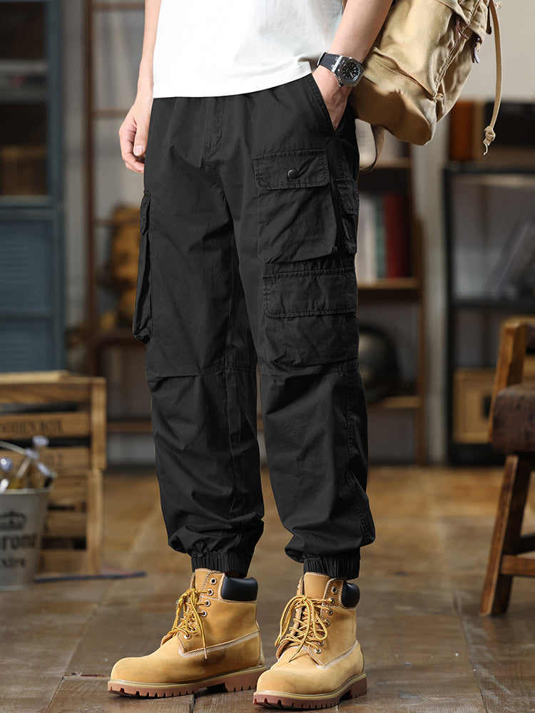 Men's Multi‑Pocket Elastic Waist Casual Cargo Pants