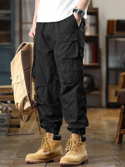 Men's Multi‑Pocket Elastic Waist Casual Cargo Pants
