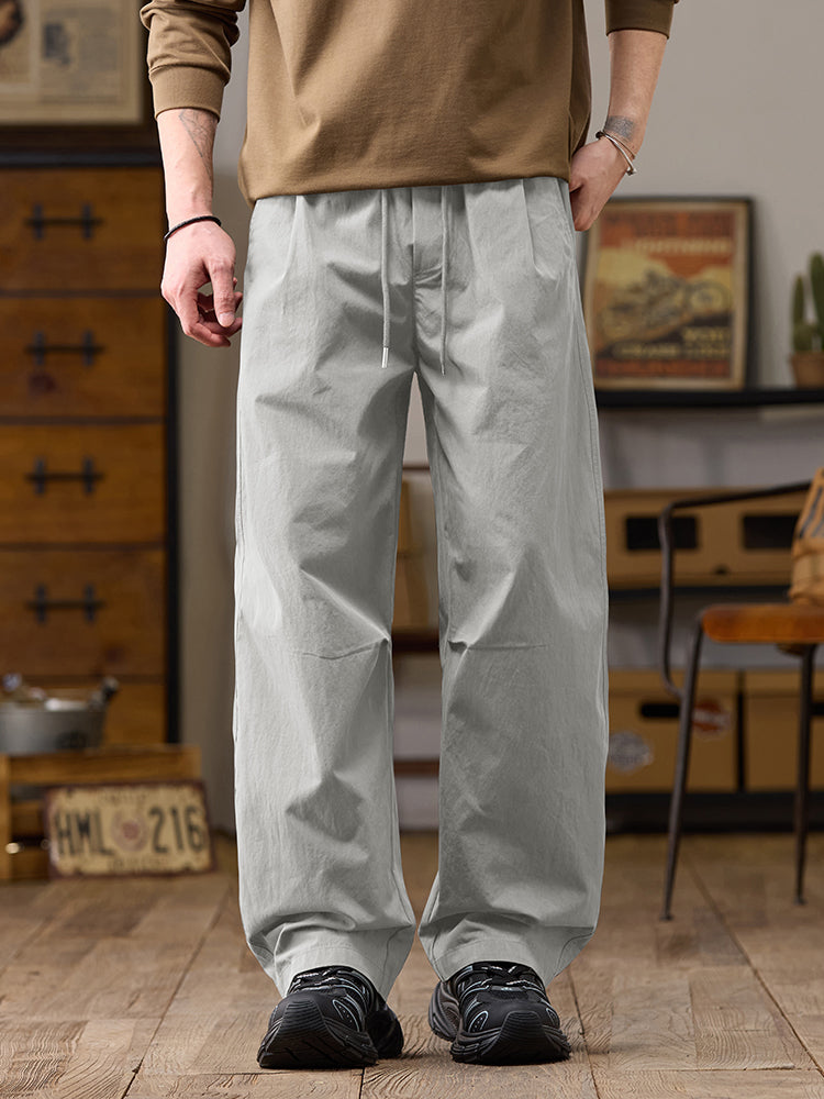 Men’s Relaxed Fit Wide Leg Cotton‑Nylon Casual Pants