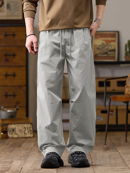 Men’s Relaxed Fit Wide Leg Cotton‑Nylon Casual Pants
