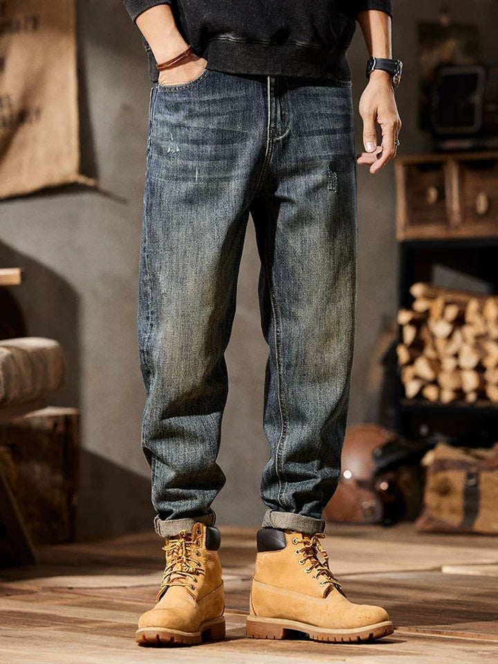 Männer Retro‑Waschen Ballon‑Fit‑Jeans mit Mehrfachtaschen‑Design