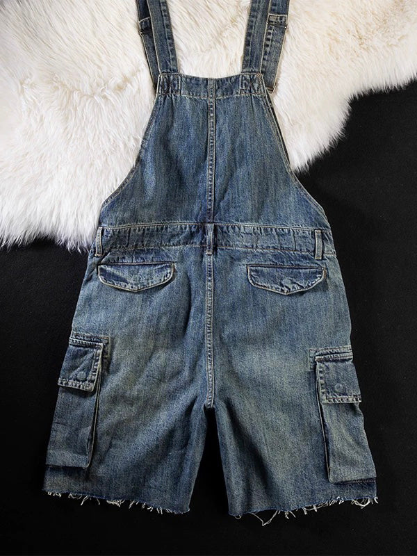 Claire Kurze Jeans-Latzhose für Damen mit Cargotaschen
