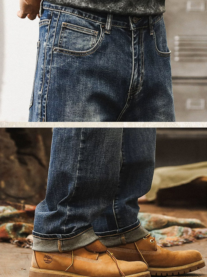 Jeans da uomo ampi con lavaggio vintage