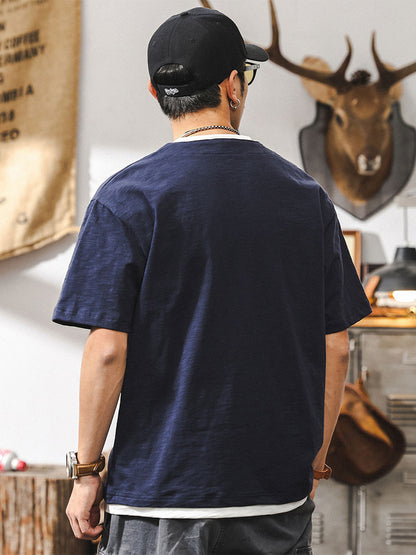 Herren Kurzarm‑T‑Shirt mit Fake‑Layer‑Effekt und V‑Ausschnitt