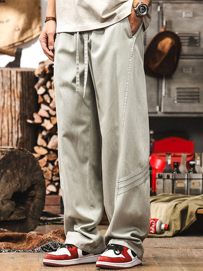Lässige Herren-Freizeithose mit weitem Bein und Kordelzug aus Lyocell-Baumwoll-Mischgewebe