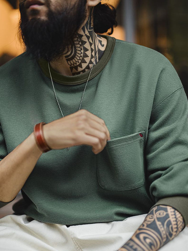 Herren-Sweatshirt mit Waffelstrickmuster