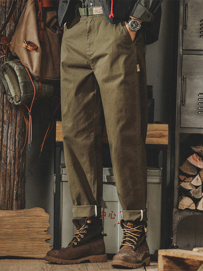 Men's Vintage-Inspired Washed Tapered Chino Pants