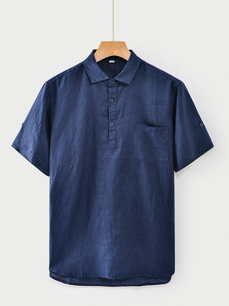 Polo de manga corta para hombre confeccionado en 100% lino