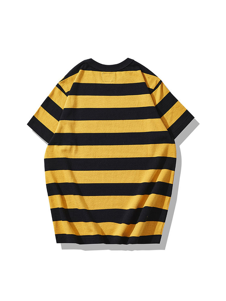 Camiseta de Rayas con Cuello Redondo para Hombre
