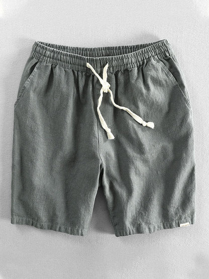 Men's Ramie Cotton Drawstring Casual Shorts