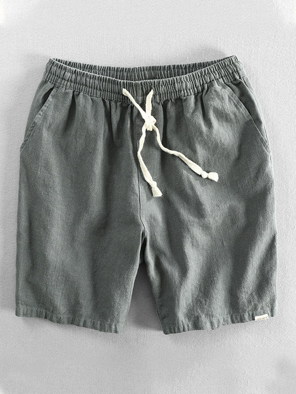 Lässige Herren-Shorts aus Ramie-Baumwolle mit Kordelzug