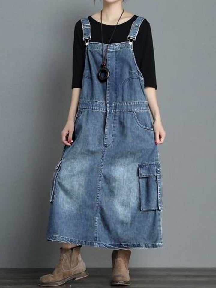 Jeans-Latzkleid mit lockerer Passform