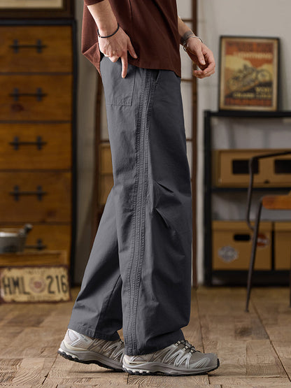 Men's Drawstring Wide‑Leg Casual Cotton Trousers