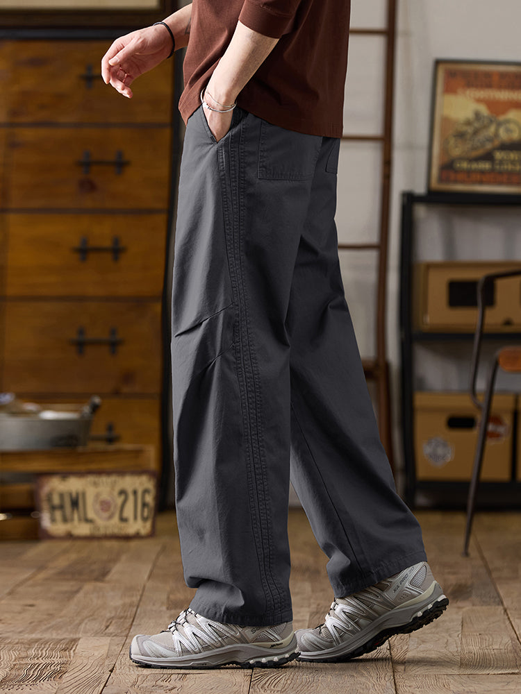 Men's Drawstring Wide‑Leg Casual Cotton Trousers
