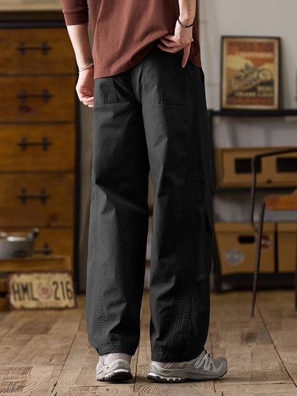 Men's Drawstring Wide‑Leg Casual Cotton Trousers