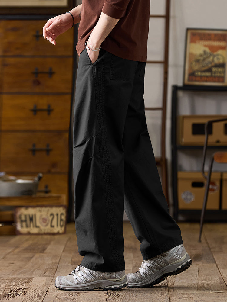 Men's Drawstring Wide‑Leg Casual Cotton Trousers