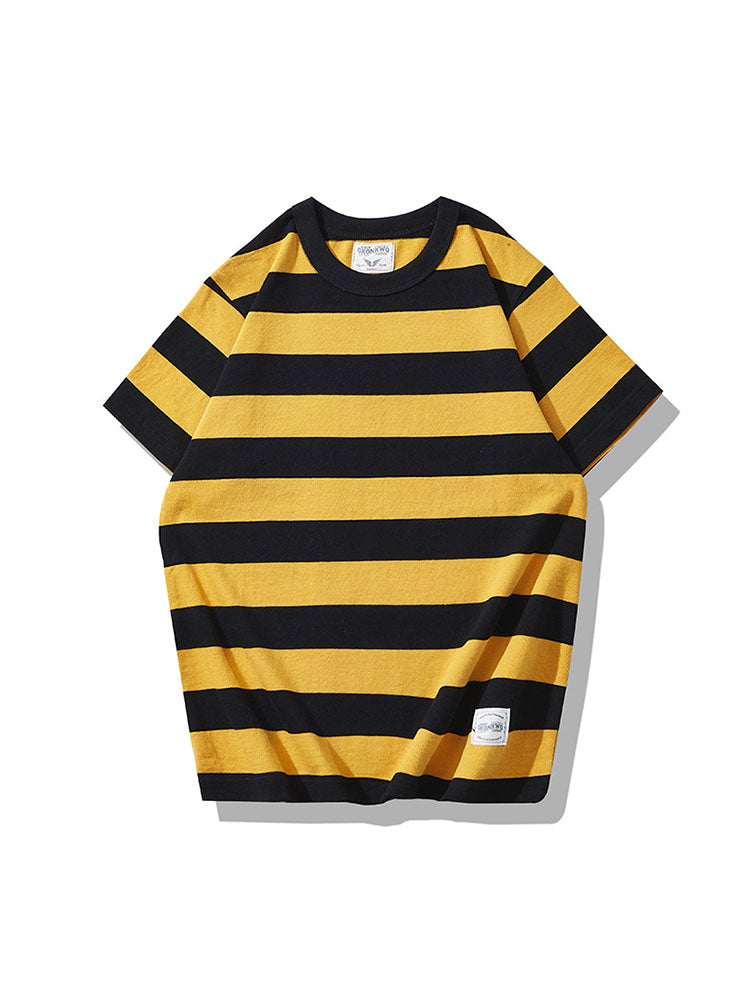 Camiseta de Rayas con Cuello Redondo para Hombre